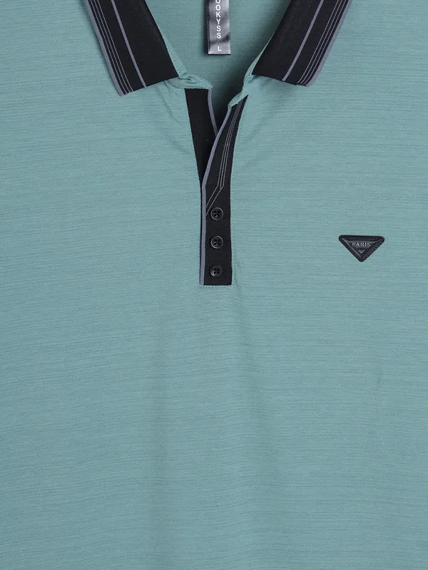 COOKYSS cotton sea green plain t-shirt