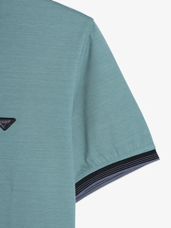 COOKYSS cotton sea green plain t-shirt