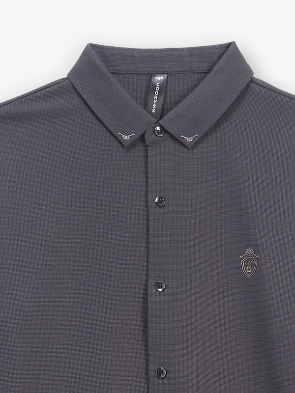 COOKYSS dark grey plain cotton shirt