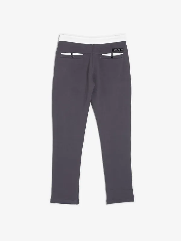 Cookyss grey cotton solid track pant