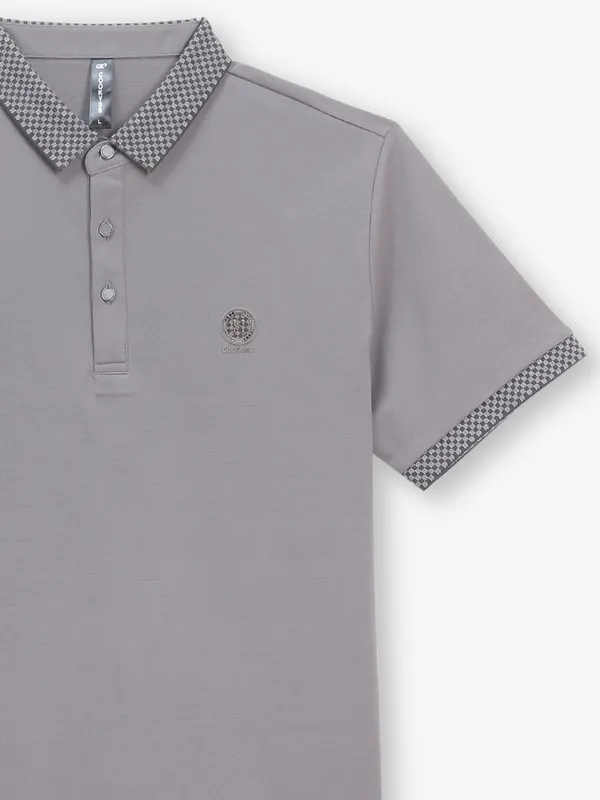 COOKYSS grey plain cotton polo t-shirt