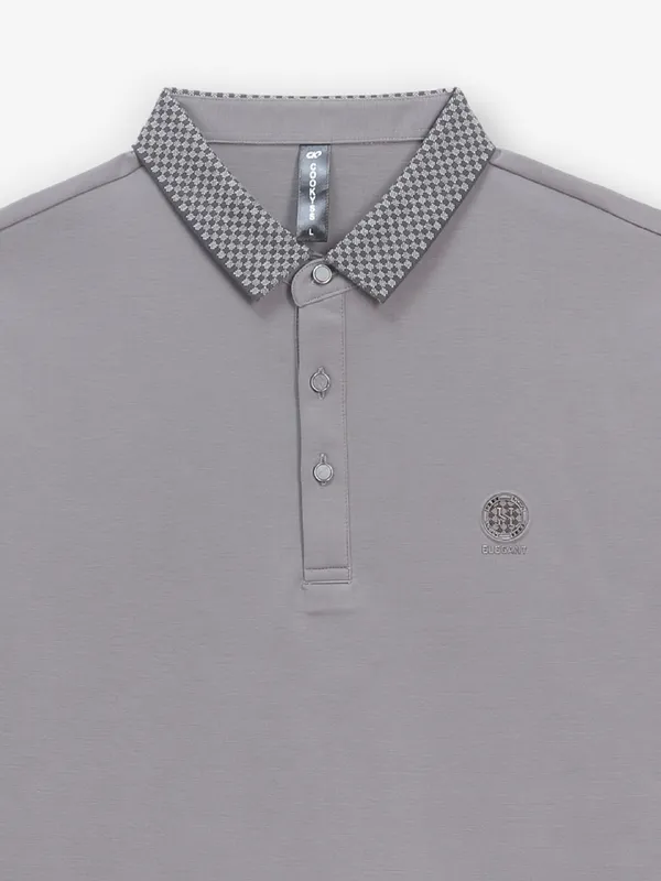 COOKYSS grey plain cotton polo t-shirt