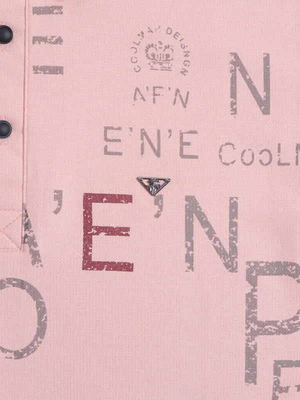 Cookyss light pink printed cotton t shirt