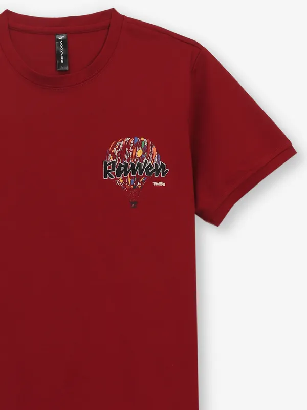 COOKYSS maroon cotton t-shirt with printed