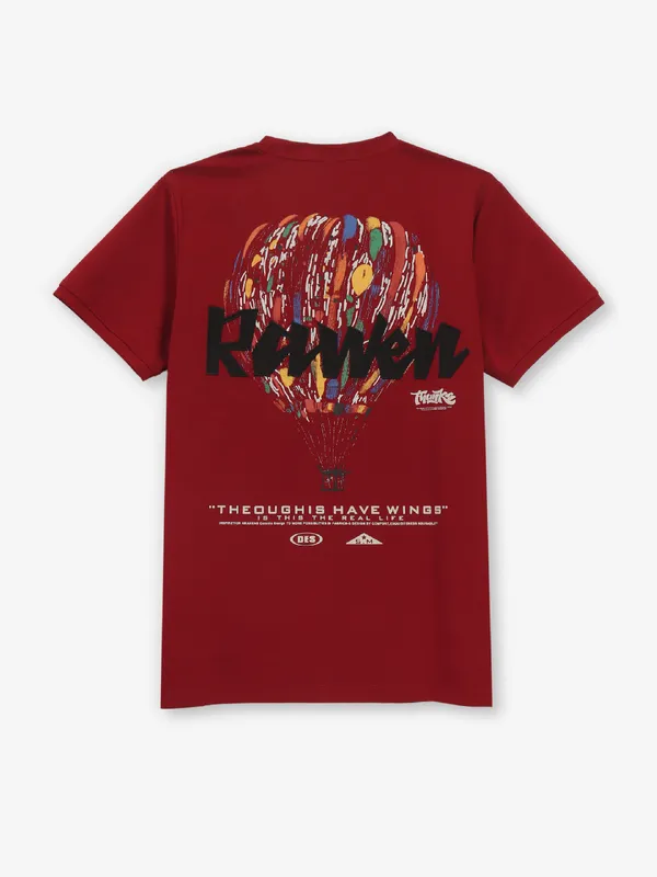 COOKYSS maroon cotton t-shirt with printed