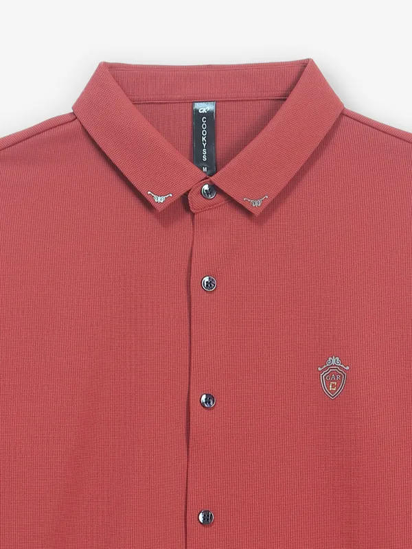COOKYSS maroon plain cotton shirt