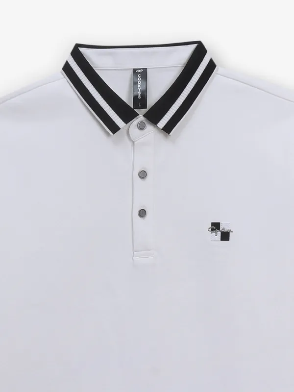 COOKYSS off-white cotton polo t-shirt