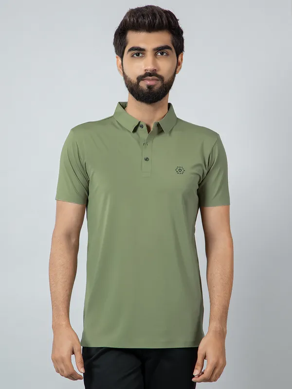 Cookyss olive hued solid casual t-shirt