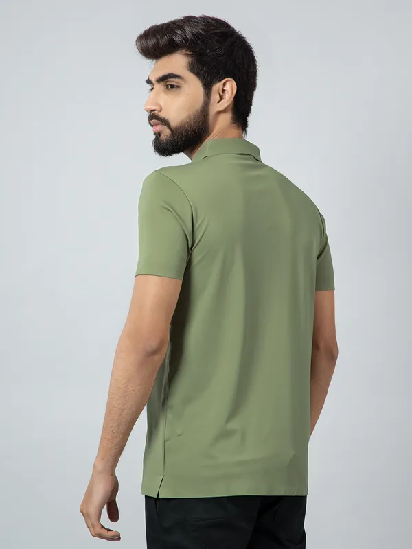 Cookyss olive hued solid casual t-shirt