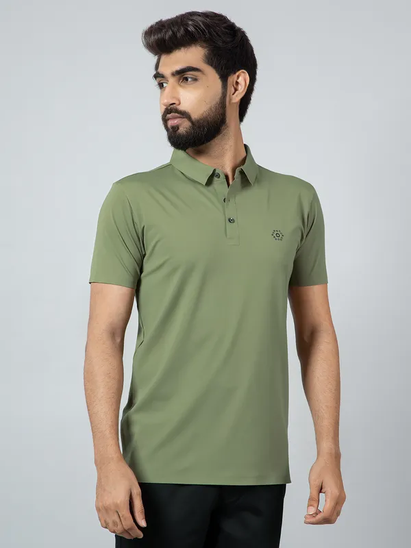 Cookyss olive hued solid casual t-shirt