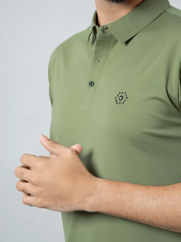 Cookyss olive hued solid casual t-shirt