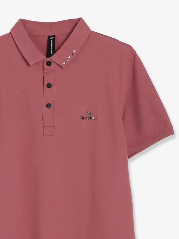 Cookyss onion pink cotton plain t shirt