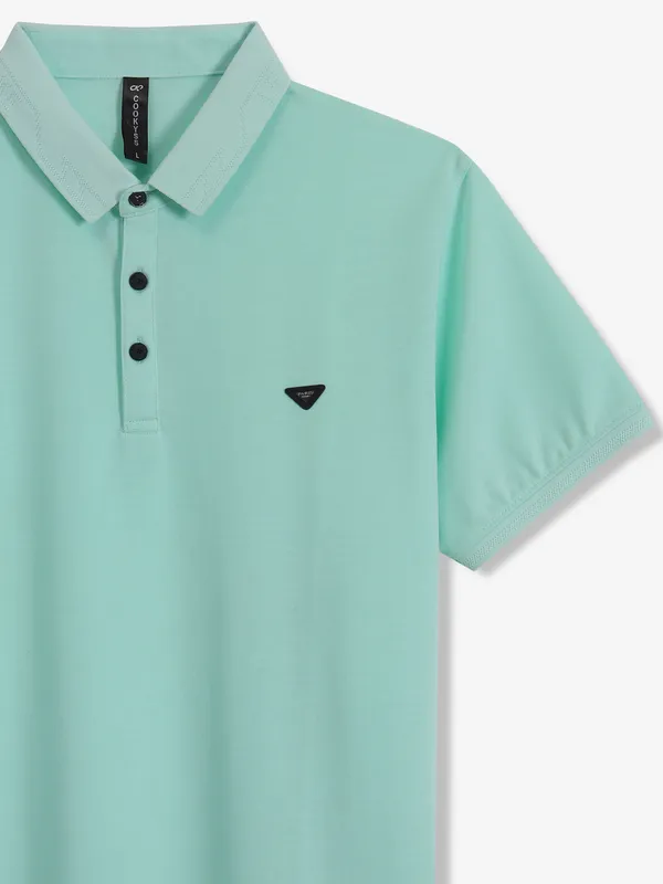 COOKYSS palin mint blue cotton polo t-shirt