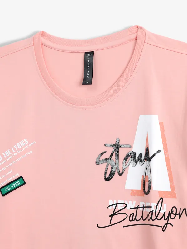 COOKYSS peach printed t-shirt