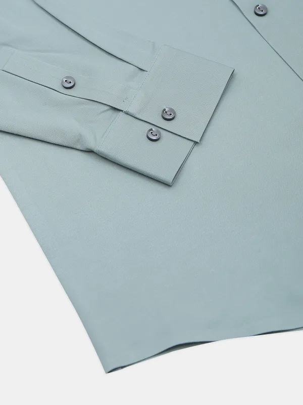 Cookyss pista green plain poly cotton casual look men shirt