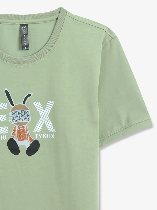 COOKYSS plain light green cotton t-shirt