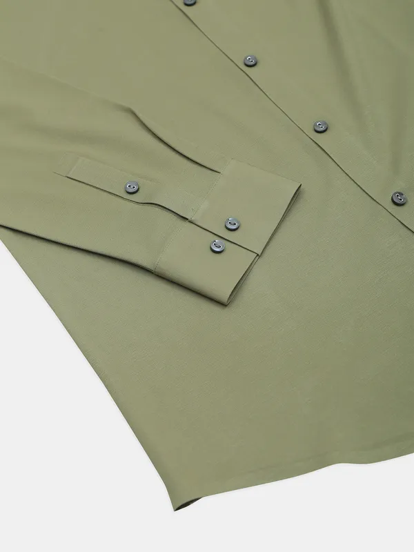 Cookyss plain moss green poly cotton casual wear shirt for men