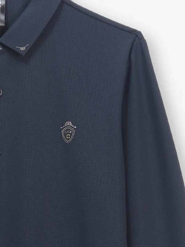 COOKYSS plain navy cotton shirt
