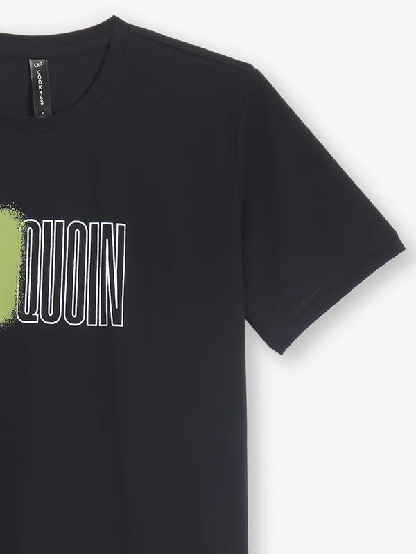 COOKYSS printed black cotton round neck t-shirt