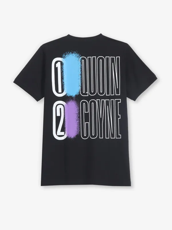 COOKYSS printed black cotton round neck t-shirt