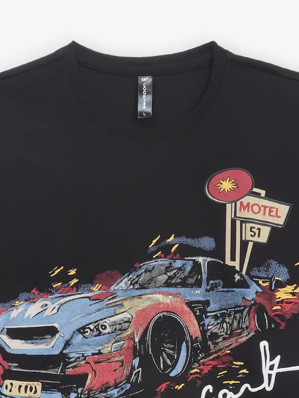 COOKYSS printed black cotton t-shirt for mens
