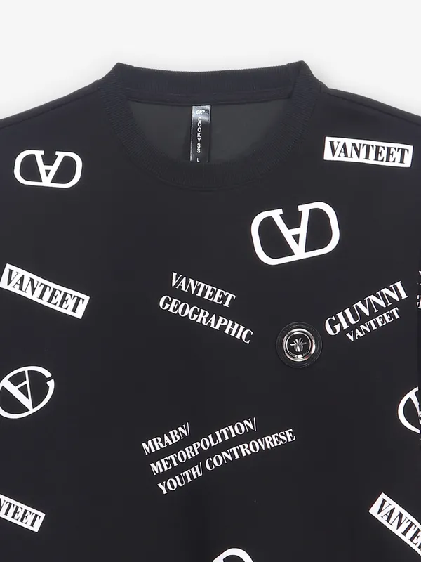 COOKYSS printed black slim fit t-shirt in cotton