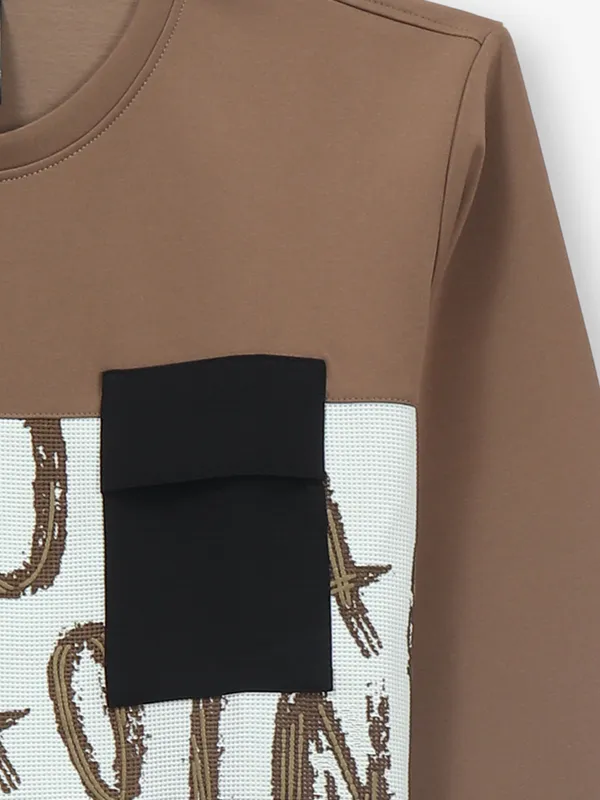 COOKYSS printed brown cotton t-shirt