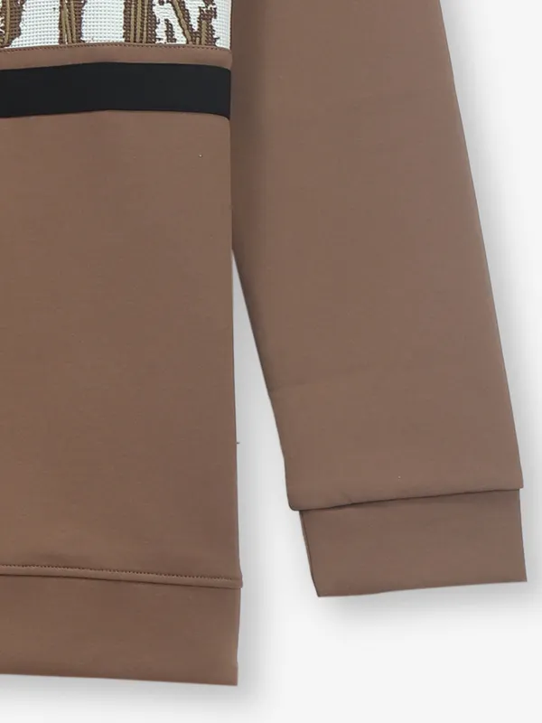 COOKYSS printed brown cotton t-shirt