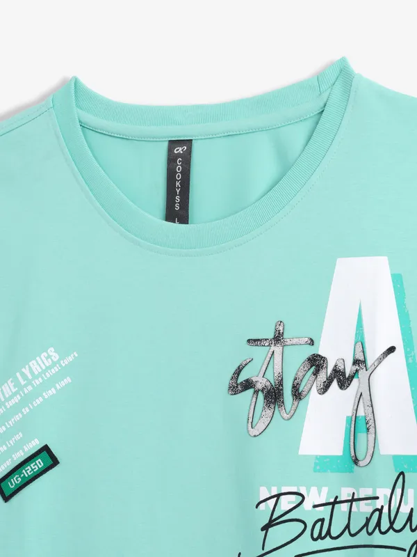 COOKYSS printed mint green t-shirt