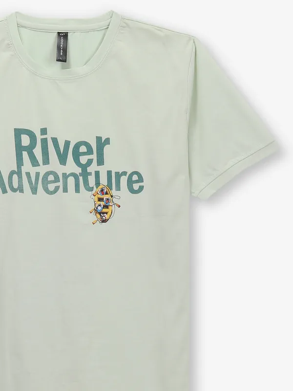COOKYSS printed pista green cotton t-shirt