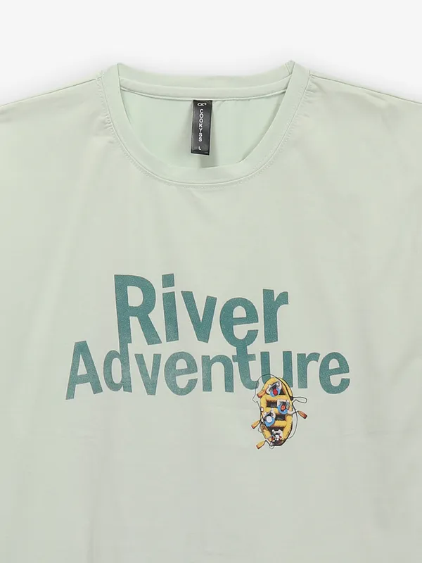 COOKYSS printed pista green cotton t-shirt