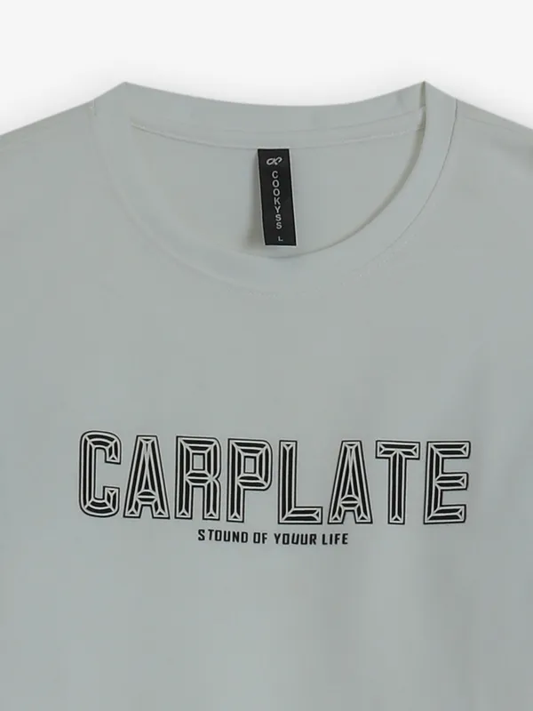 COOKYSS printed white cotton slim fit t-shirt