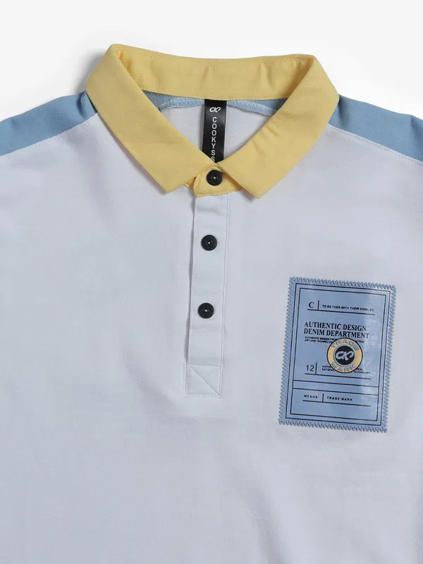 Cookyss slim fit white cotton t shirt