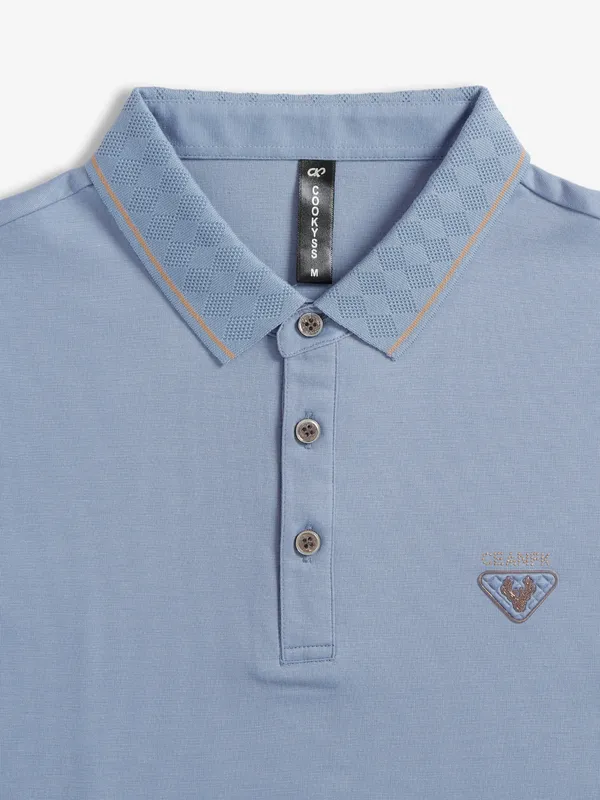 Cookyss stone blue plain cotton t shirt