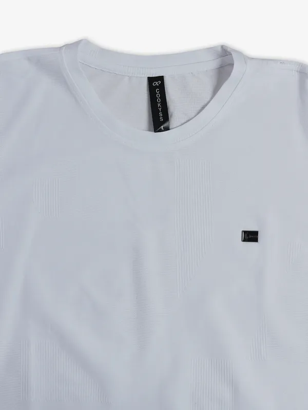 COOKYSS textured white cotton t-shirt
