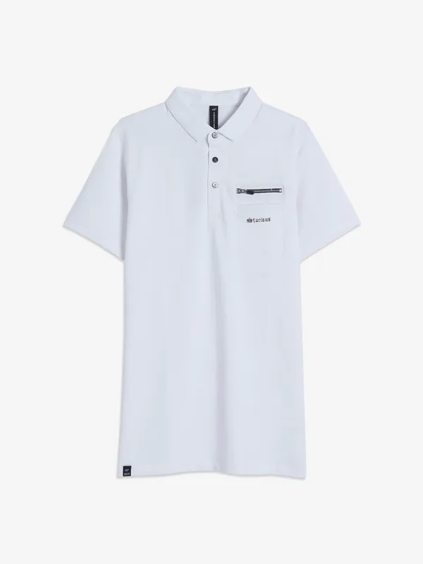 Cookyss white plain polo t shirt