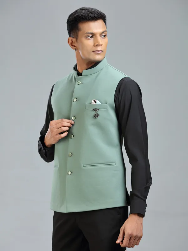 Cool and stylish pista green waistcoat for men