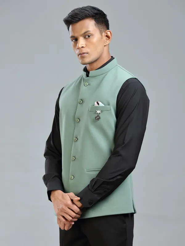 Cool and stylish pista green waistcoat for men