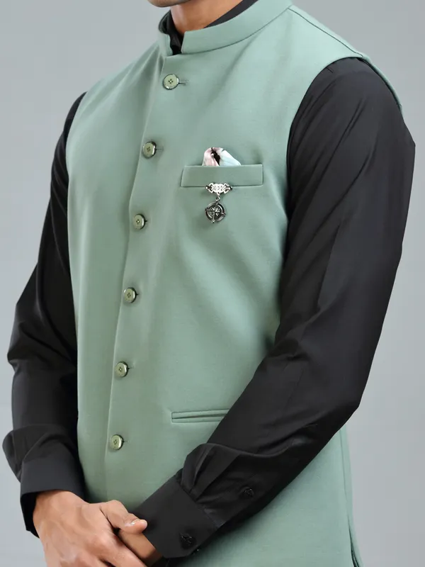 Cool and stylish pista green waistcoat for men