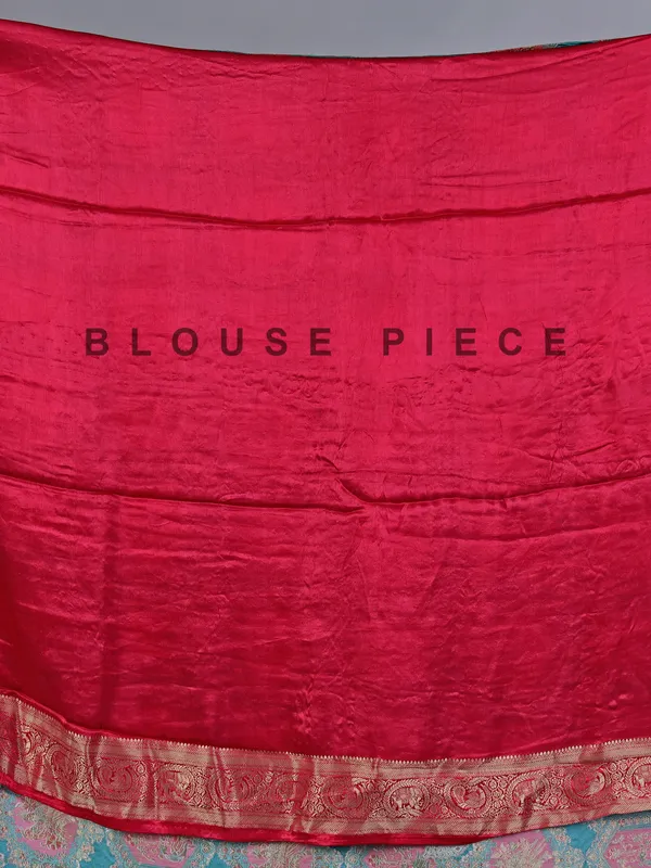 Cool aqua mashru silk saree with subtle zari work