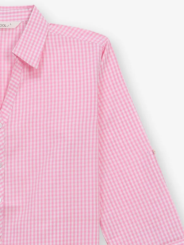 COOL checks pink cotton shirt