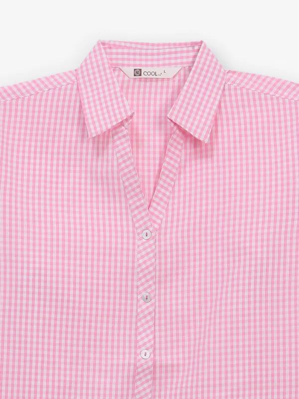 COOL checks pink cotton shirt