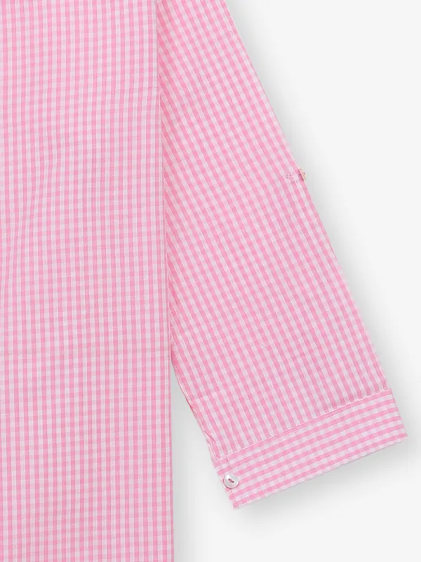 COOL checks pink cotton shirt