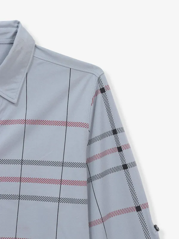 COOL grey checks cotton silk shirt