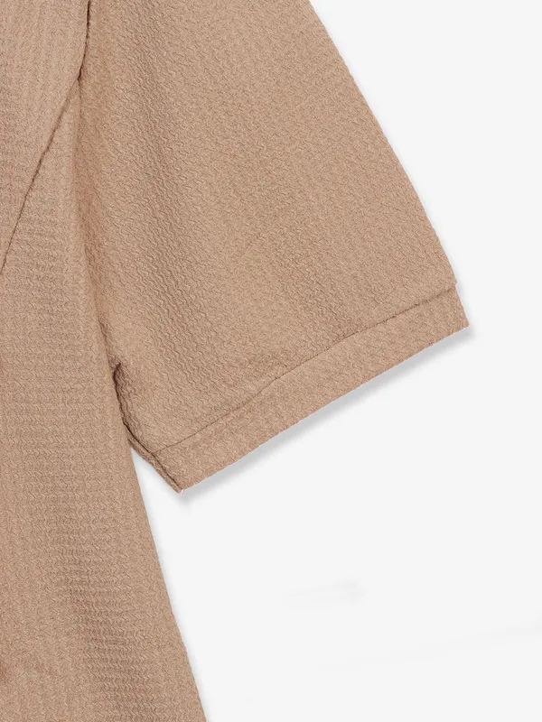 COOL khaki texture cotton silk crop top