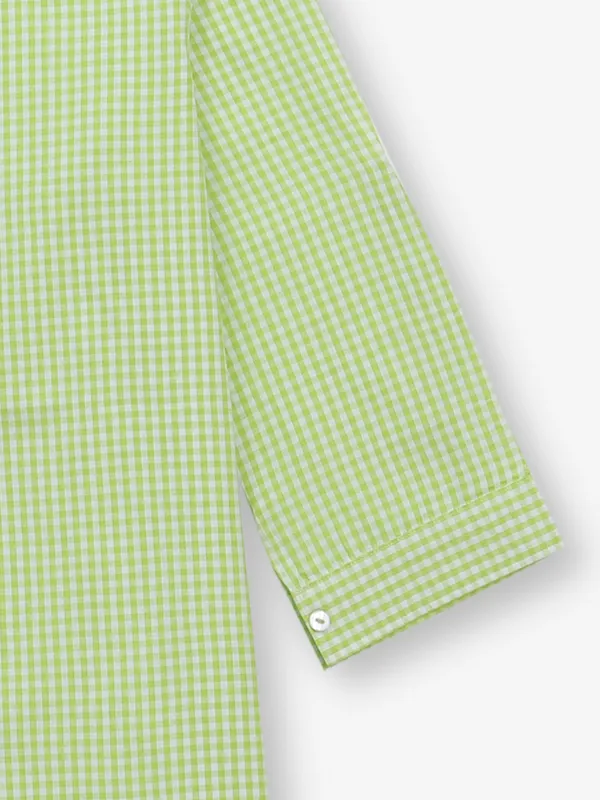 COOL light green cotton silk checks shirt