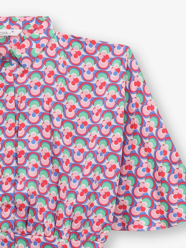 COOL magenta linen printed crop top
