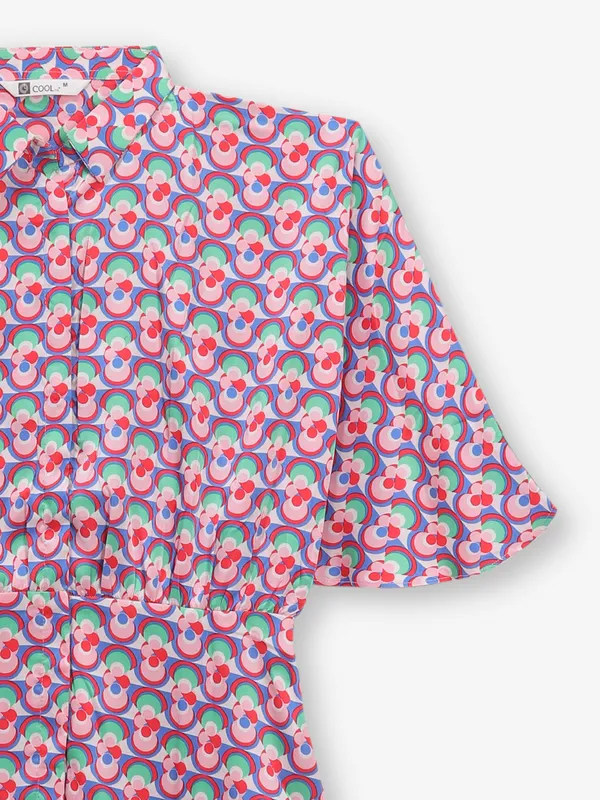 COOL magenta linen printed crop top