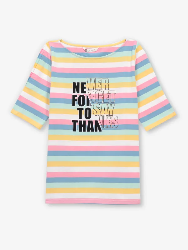 COOL multi color stripe cotton silk t-shirt