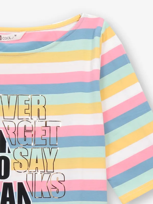 COOL multi color stripe cotton silk t-shirt